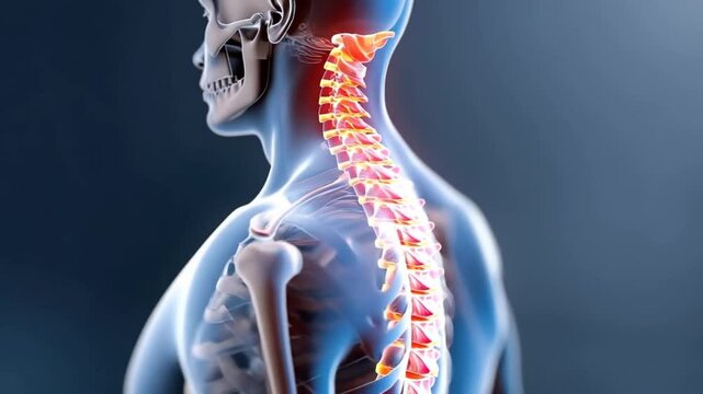 Detailed View of the Human Spine Highlighting Vertebrae Structure Generative AI