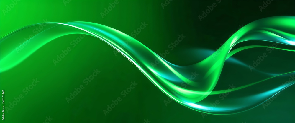Canvas Prints abstract green wave flowing on green background
