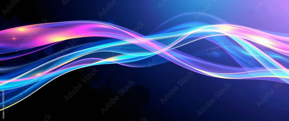 Poster abstract light trails flowing across dark background