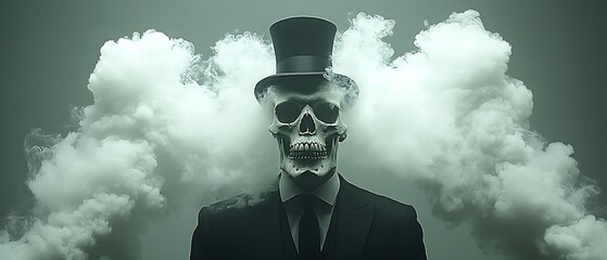 Skull in Suit, Smoky Clouds