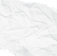 Crumpled white torn ripped notepaper sheet texture isolated on transparent background. Crumpled blank paper texture with torn edges