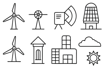 renewable energy so line art minimal green style