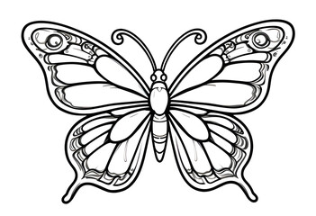 Coloring pages for kids with butterfly images. Isolated on white background.