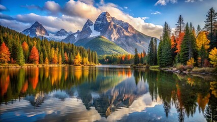 Obraz premium Autumn Mountain Lake Reflection