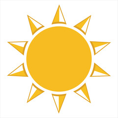Sun. Yellow icon on white background. Vector illustration. Sun icon in simple style on a white background