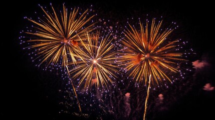 Spectacular fireworks display against a dark night sky