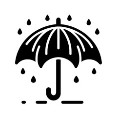 Flat and minimal umbrella icon Design of black silhouette isolated on white background