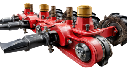 Industrial Machinery Components: A striking shot highlighting the precision and intricate details of agricultural machinery parts, showcasing the power of engineering and manufacturing excellence.