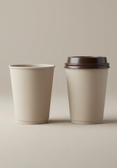 Two Coffee Cups Shadow Mockup Beige 71