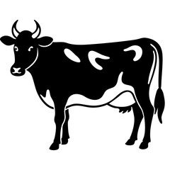  Black and white illustration of a dairy cow with distinctive spots, symbolizing livestock, dairy farming, and rural life, perfect for agricultural and animal-themed designs.