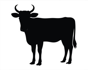  Silhouette of a cow standing, symbolizing livestock, farming, and agriculture, perfect for rural, farming, or animal-related designs.