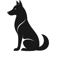  Black silhouette of a sitting dog, symbolizing loyalty, companionship, and nature, ideal for animal-related designs, pet care, and wildlife illustrations.