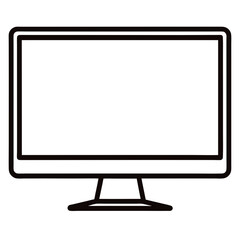Simple outline illustration of a desktop computer monitor with a blank screen, ideal for digital workspace, office setups, and technology-related designs.