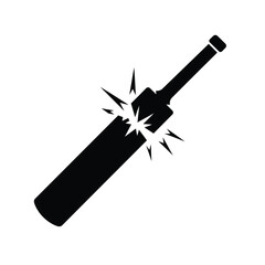 Broken Cricket Bat Black Silhouette Vector Graphic For Sports Designs