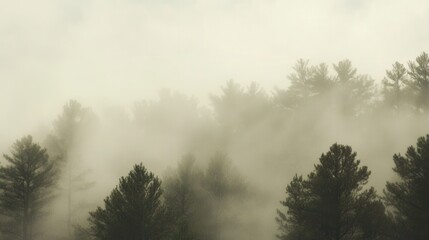 Naklejka premium Misty forest scene