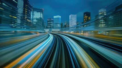 Naklejka premium Urban transit at night, blurring motion