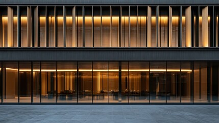 Close-up of a financial building’s facade with rows of windows and metallic finishes, showcasing sleek, modern corporate architecture.

