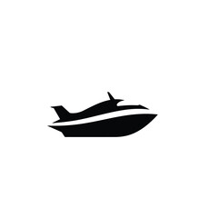 Minimalist Black And White Speedboat Illustration On A Plain Background For Design