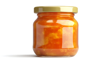 Baby food jar, orange puree, studio shot