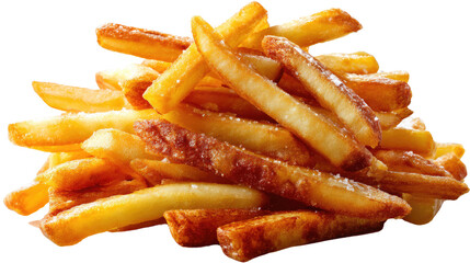 Golden French Fries: A mouthwatering pile of perfectly golden french fries, ready to be savored for their delightful crispness and delicious flavor, a classic comfort food.