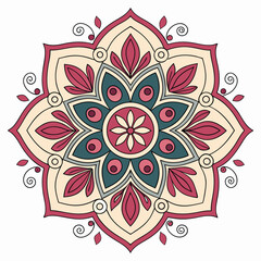 Adobe Illustrator ArtworkFloral oriental mandala ornament for coloring book pages & mehndi tattoo designs. Mandala Design 