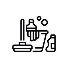 Black line icon for means of cleaning