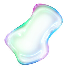 Abstract liquid bubble with a fluid, iridescent surface on a transparent background. Perfect for modern design projects, tech branding, or playful social media graphics with a futuristic vibe.