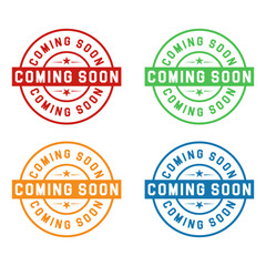 Obraz premium Coming soon rubber stamp badge set