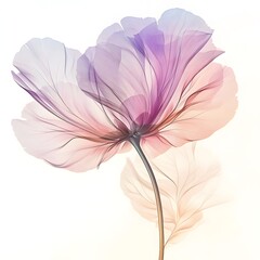 Ethereal Bloom: A close-up captures a delicate flower, its translucent petals showcasing a mesmerizing blend of colors, evoking a sense of serenity and the beauty of nature's artwork.