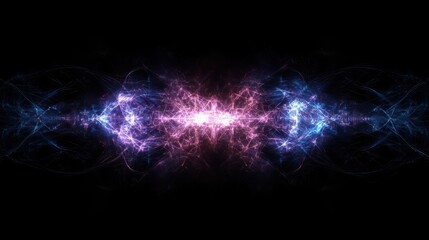 Fototapeta premium Abstract Energy Beam with Blue and Purple Light on Black Background