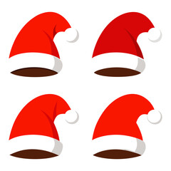 Set of full image of a cartoon Santa Claus hat clipart