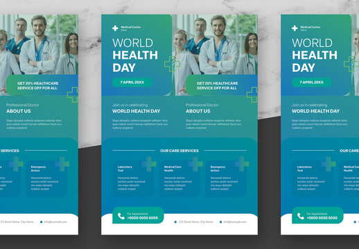 Green And White World Health Day Flyer