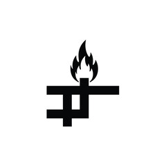 Abstract Fire Flame Logo Geometric Design Minimalist Style Black And White Vector