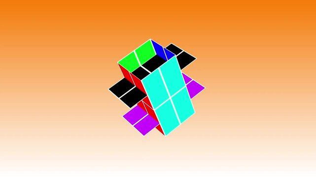 3d animation Futuristic world where colorful rectangles rotate in a beautiful colorful gradient background.