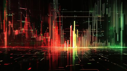 Abstract chart with price volume indicators and technical pattern overlays