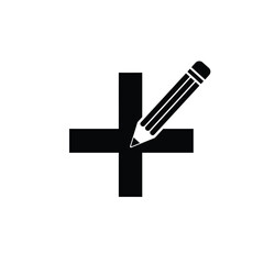 Add New Item Icon With Pencil Illustration On White Background