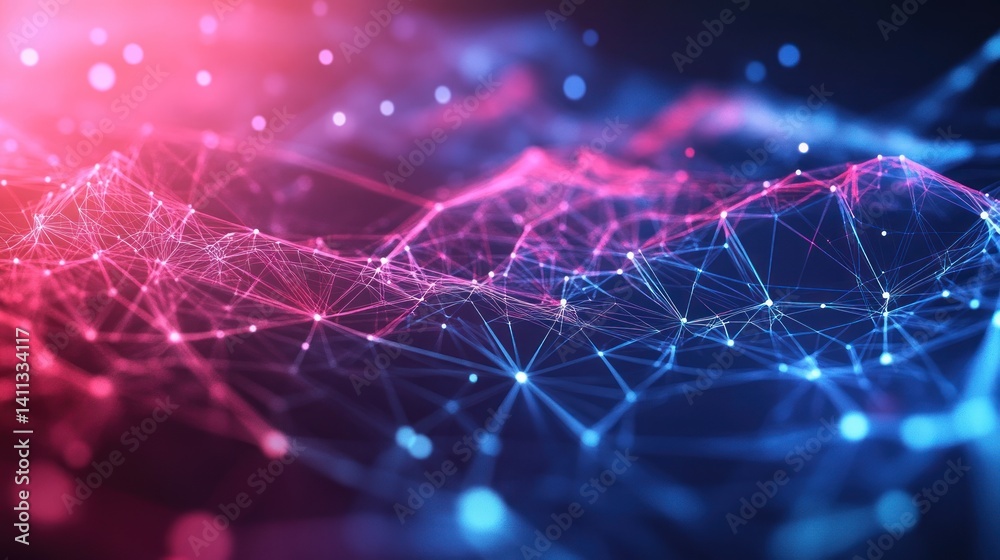 Poster an interconnected network of glowing lines and nodes creates a mesmerizing display of data flow repr