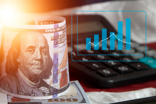 US financial inflation crisis with stock market graph , economy problem , investment analysis concept