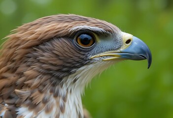 Majestic Hawk Portrait: Brown Feathers, Keen Gaze, Natural Beauty