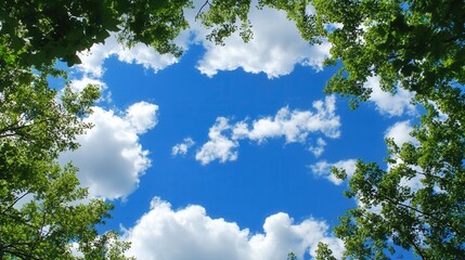 Obraz premium Sky peeking through lush treetops