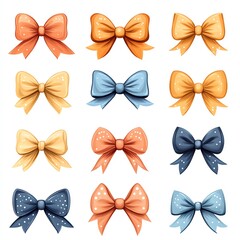 Delightful Collection of Pastel Bow Knots, Perfect for Festive Designs and Gift Wrapping