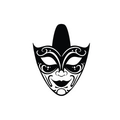 Ornate Decorative Mask Black And White Vector Illustration Design Element
