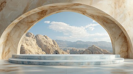 Serene Mountain View Through Arch