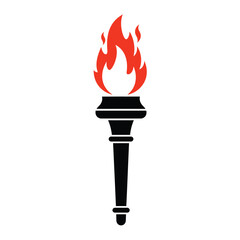 Torch With Burning Flame Black And Red Isolated On White Background Symbolizing Hope