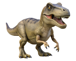 Cartoon Tyrannosaurus Rex With Open Mouth Land Transportation Isolated on White&nbsp;Background Studio Shot