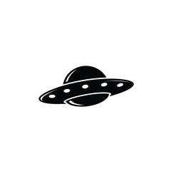 Classic Black And White Ufo Icon Simple Alien Spacecraft Illustration