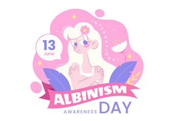 International Albinism Awareness Day Vector Illustration on June 13, Featuring People with a Rare Genetic Disorder Advocating for Human Rights