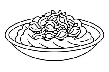 pad thai line art detailed illustration of flavors