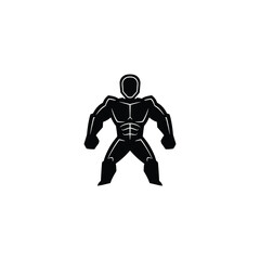 Powerful Muscular Superhero Silhouette Vector Illustration Isolated On White Background