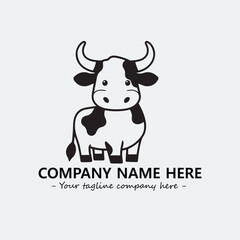 Cow illustration black and white for logo company vector image
